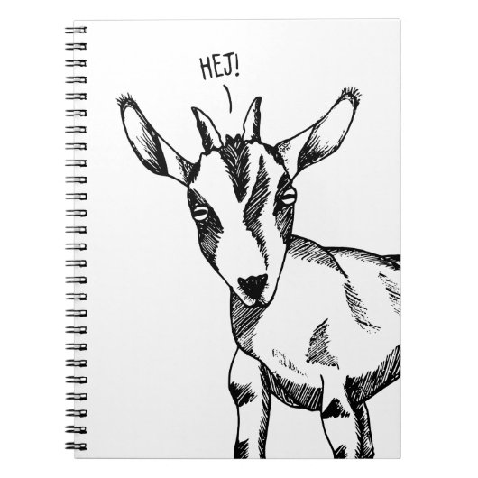 Goat Sketch Sprichwort "Hej!" Notizbuch Notizblock (Vorderseite)