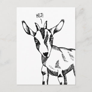 Goat Sketch Sprichwort "Hej!" Postkarte