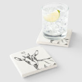 Goat Sketch Sprichwort "Hej!" Steinuntersetzer (Seitenansicht)