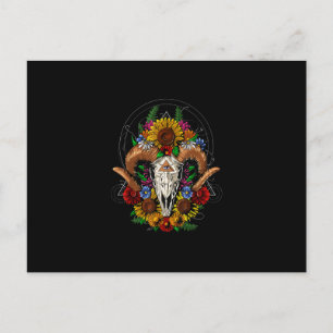 Goat Skull Psychedelic Sunblumen Ankündigungspostkarte