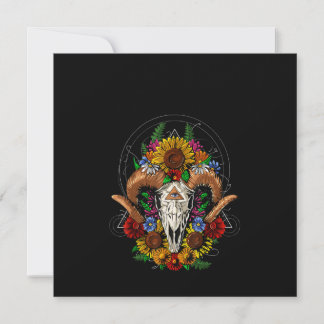 Goat Skull Psychedelic Sunblumen Einladung