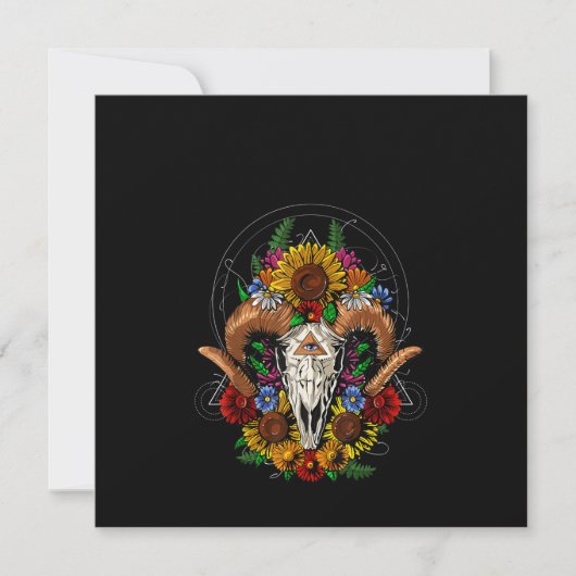 Goat Skull Psychedelic Sunblumen Einladung (Vorderseite)