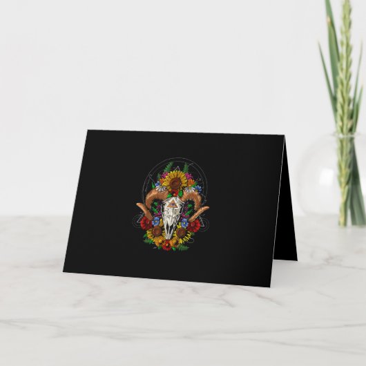 Goat Skull Psychedelic Sunblumen Feiertagskarte (Vorderseite)