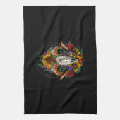 Goat Skull Psychedelic Sunblumen Geschirrtuch (Vertikal)
