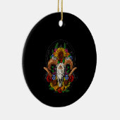 Goat Skull Psychedelic Sunblumen Keramik Ornament (Rechts)