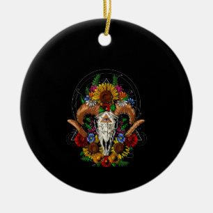 Goat Skull Psychedelic Sunblumen Keramik Ornament