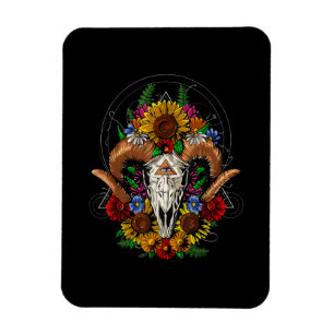 Goat Skull Psychedelic Sunblumen Magnet