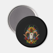 Goat Skull Psychedelic Sunblumen Magnet (Vorderseite/Rückseite)