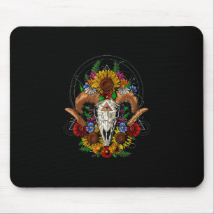 Goat Skull Psychedelic Sunblumen Mousepad