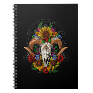 Goat Skull Psychedelic Sunblumen Notizblock