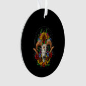 Goat Skull Psychedelic Sunblumen Ornament (Vorderseite)