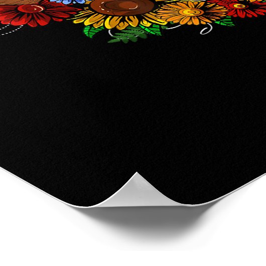 Goat Skull Psychedelic Sunblumen Poster (Ecke)