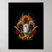 Goat Skull Psychedelic Sunblumen Poster (Vorne)
