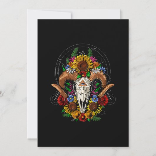 Goat Skull Psychedelic Sunblumen Save The Date (Vorderseite)