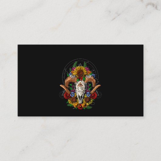 Goat Skull Psychedelic Sunblumen Visitenkarte (Vorderseite)