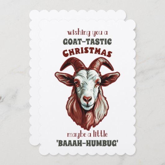 "Goat-Tastic Greetings: Ein 'Baah-Humbug' Weihnach Einladung (Vorne/Hinten)