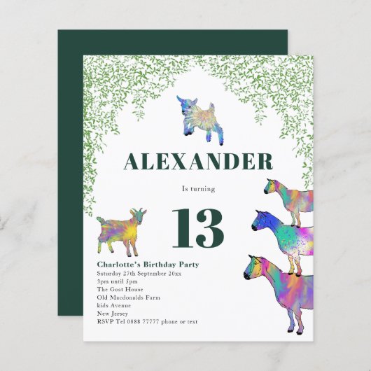 Goat Themed Birthday Party Green (Vorne/Hinten)