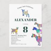 Goat Themed Birthday Party Green Einladungspostkarte (Vorderseite)