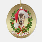 GOAT Toggenburg Kid Weihnachtsmannmütze Weihnachts Keramik Ornament (Links)