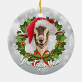 GOAT Toggenburg Kid Weihnachtsmannmütze Weihnachts Keramik Ornament (Hinten)