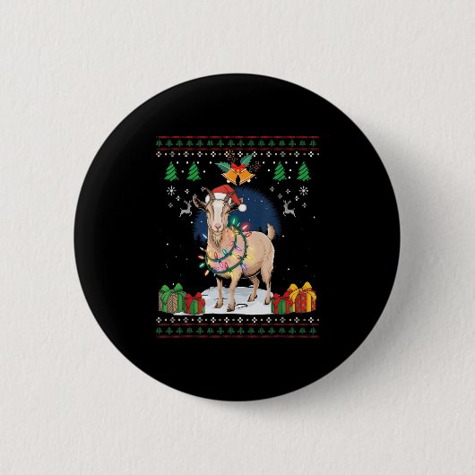 Goat Ugly Christmas Sweater Goat Lover Bauer Xmas Button (Vorderseite)