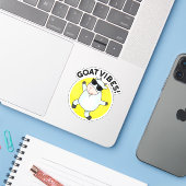 Goat Vibes Funny Good Vibes Animal Puff Aufkleber (Laptop mit iPhone)