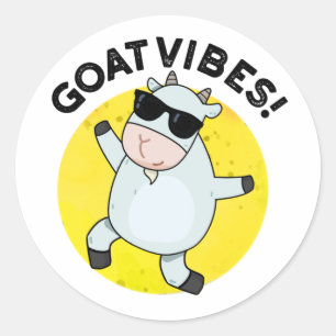 Goat Vibes Funny Good Vibes Animal Puff Runder Aufkleber