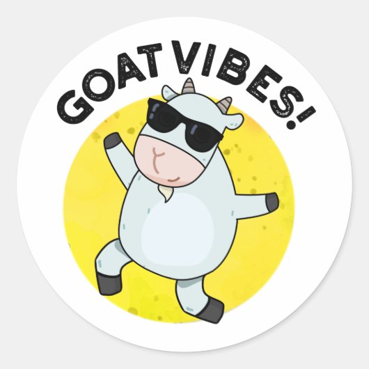 Goat Vibes Funny Good Vibes Animal Puff Runder Aufkleber (Vorderseite)