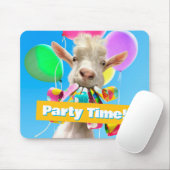 Goat with Party Blowers Mousepad (Mit Mouse)