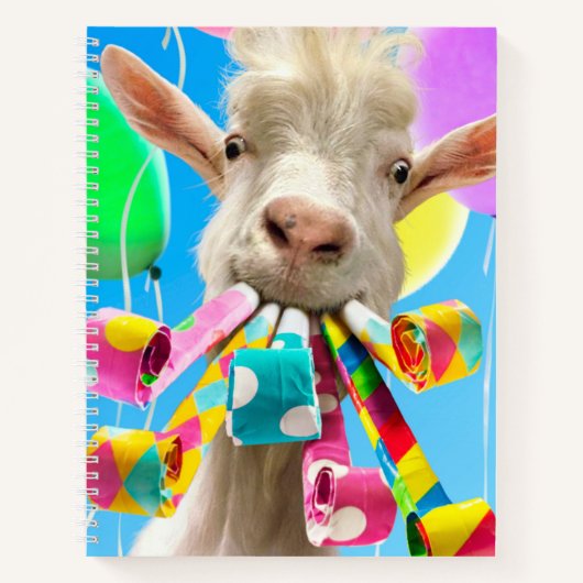 Goat with Party Blowers Notizblock (Vorderseite)