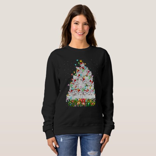Goat  Xmas Lights Santa Goat Christmas Tree Sweatshirt (Vorne ganz)