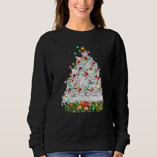 Goat  Xmas Lights Santa Goat Christmas Tree Sweatshirt (Vorderseite)