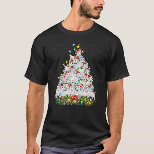 Goat  Xmas Lights Santa Goat Christmas Tree T-Shirt (Vorderseite)