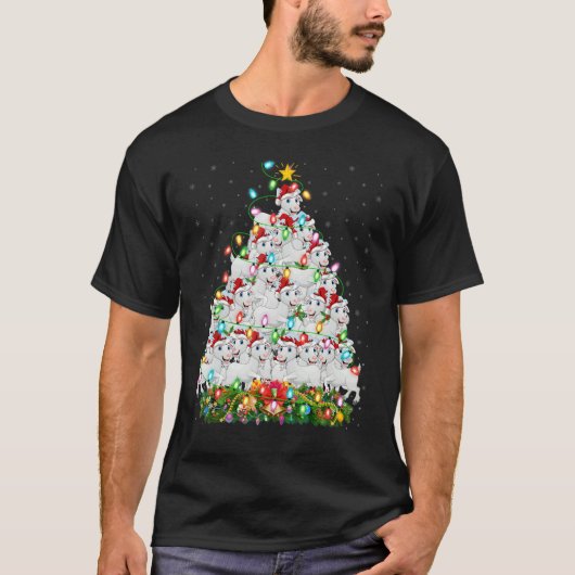 Goat   Xmas Lights Santa Goat Christmas Tree T-Shirt (Vorderseite)