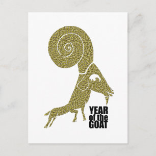 Goat Year Chinese Zodiac Gold Prägung Effekt Postkarte
