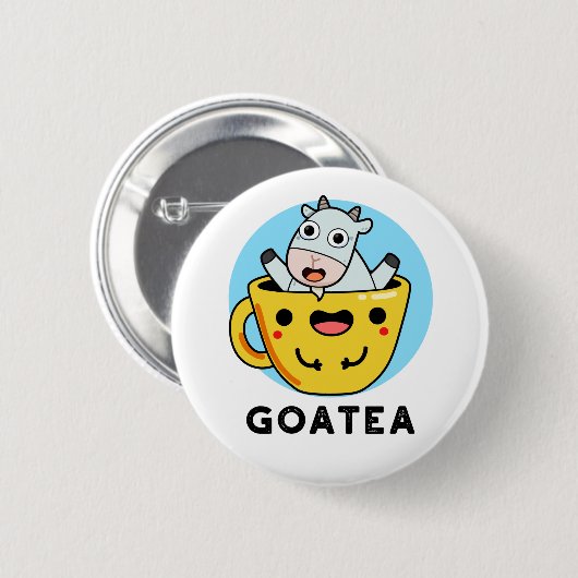 Goatea Funny Goat Tea Pun Button (Vorne & Hinten)