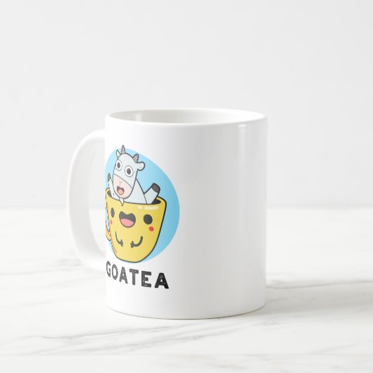 Goatea Funny Goat Tea Pun Kaffeetasse (Vorderseite Links)