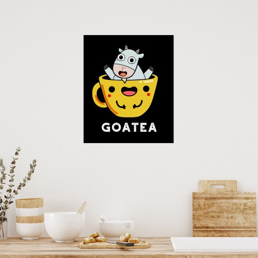 Goatea Funny Goat Tee Pun Dark BG Poster (Küche)