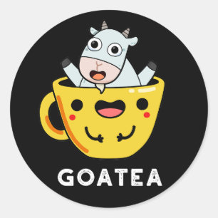 Goatea Funny Goat Tee Pun Dark BG Runder Aufkleber