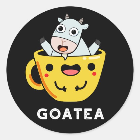 Goatea Funny Goat Tee Pun Dark BG Runder Aufkleber (Vorderseite)