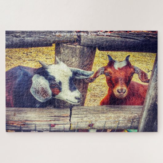 Goats Hood River Oregon. Weihnachtsgrüße Puzzle (Horizontal)