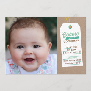 Gobble Baby Up Birth Ankündigung Aquamarin