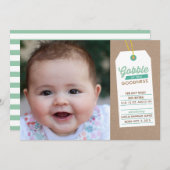 Gobble Baby Up Birth Ankündigung Aquamarin (Vorne/Hinten)