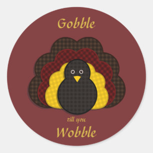 Gobble bis du wackelst! Burgundy Happy Türkei Runder Aufkleber