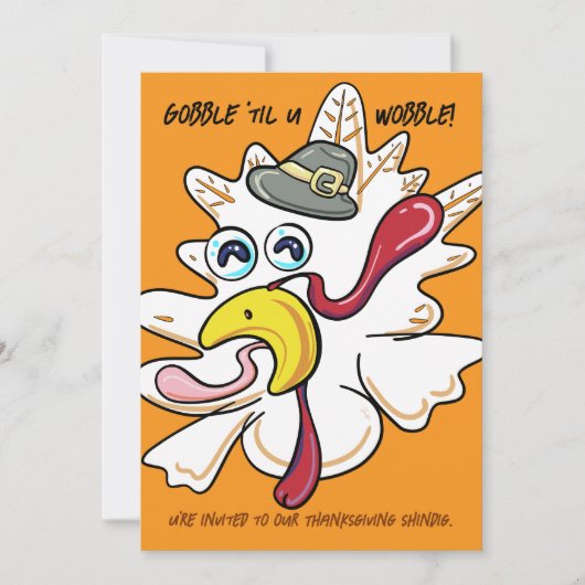 Gobble 'bis du Wobble Erntedank Türkei 2025 Einladung (Vorderseite)