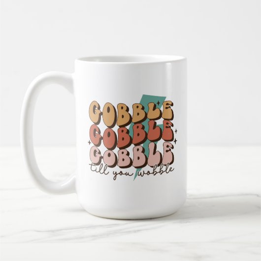 Gobble bis du Wobble Funny Retro Erntedank Kaffeetasse (Links)