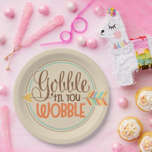 Gobble, bis du Worte wackeln Erntedank Teller (Party)