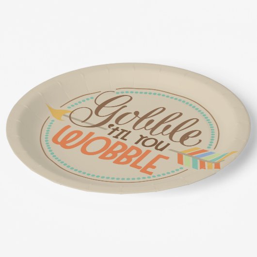 Gobble, bis du Worte wackeln Erntedank Teller (Schrägansicht)