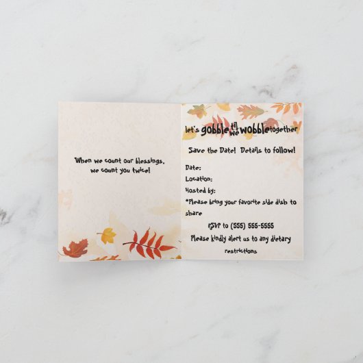 Gobble bis wir Save the Date wackeln Ankündigung (Innenseite)