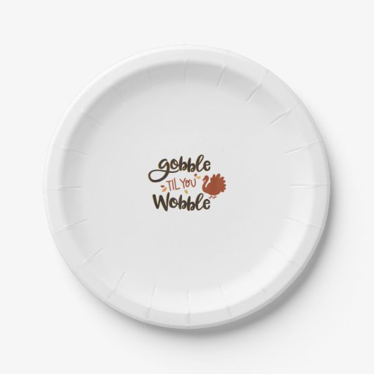 Gobble bis you Wobble Funny Erntedank Day Turke Pappteller (Vorderseite)